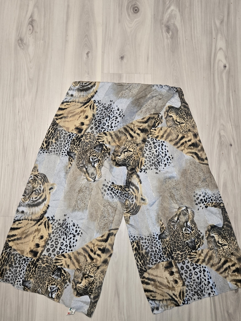 Vintage ID Unlimited Italy Animal Print Scarf Wrap - Tiger & Leopard